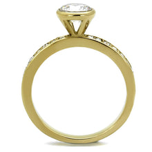 Load image into Gallery viewer, Gold Womens Ring Anillo Para Mujer Stainless Steel Ring Stainless Steel Ring with AAA Grade CZ in Clear Stella - Jewelry Store by Erik Rayo
