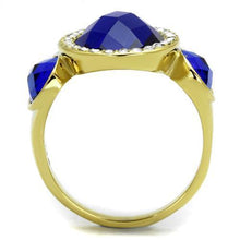 Load image into Gallery viewer, Gold Womens Ring Anillo Para Mujer Stainless Steel Ring Stainless Steel Ring with Glass in Sapphire Sulmona - Jewelry Store by Erik Rayo

