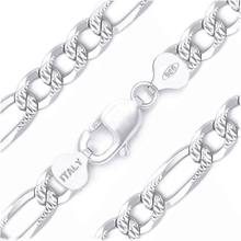 Load image into Gallery viewer, Necklaces for Men Women Real Solid 925 Sterling Silver Italian Figaro Diamond Cut Chain Plata - Jewelry Store by Erik Rayo

