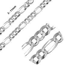 Load image into Gallery viewer, Necklaces for Men Women Real Solid 925 Sterling Silver Italian Figaro Diamond Cut Chain Plata - Jewelry Store by Erik Rayo
