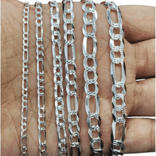 Load image into Gallery viewer, Necklaces for Men Women Real Solid 925 Sterling Silver Italian Figaro Diamond Cut Chain Plata - Jewelry Store by Erik Rayo

