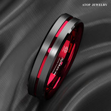 Load image into Gallery viewer, 6mm Black Red Line Tungsten Carbide Men&#39;s Wedding Band Ring - Perfect for Men and Women
