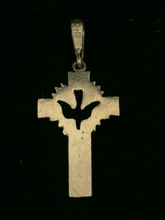 Load image into Gallery viewer, 14k Yellow Gold Solid Religious Dove Cross Charm Pendant 1.3&quot; 1.5 grams
