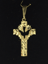 Load image into Gallery viewer, 14k Yellow Gold Solid Religious Dove Cross Charm Pendant 1.3&quot; 1.5 grams

