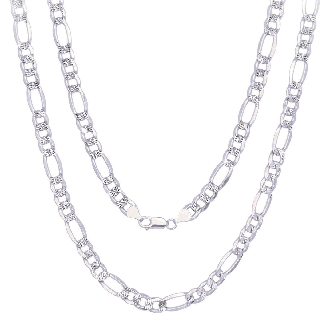 Necklaces for Men Women Real Solid 925 Sterling Silver Italian Figaro Diamond Cut Chain Plata - Jewelry Store by Erik Rayo