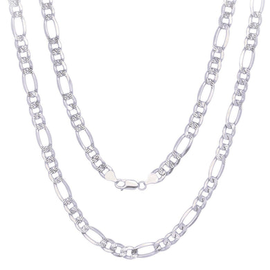 Cadena Para Hombre de Plata 925 de Ley Esterlina Figaro Italiana Corte De Diamante - Jewelry Store by Erik Rayo