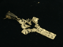 Load image into Gallery viewer, 14k Yellow Gold Solid Religious Dove Cross Charm Pendant 1.3&quot; 1.5 grams
