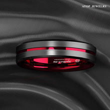 Load image into Gallery viewer, 6mm Black Red Line Tungsten Carbide Men&#39;s Wedding Band Ring - Perfect for Men and Women

