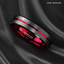 Load image into Gallery viewer, 6mm Black Red Line Tungsten Carbide Men&#39;s Wedding Band Ring - Perfect for Men and Women
