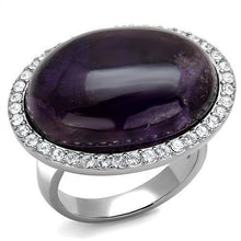 Load image into Gallery viewer, Silver Womens Ring Anillo Para Mujer y Ninos Unisex Kids 316L Stainless Steel Ring with Semi-Precious Amethyst Crystal in Amethyst - Jewelry Store by Erik Rayo
