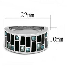 Load image into Gallery viewer, Silver Womens Ring Anillo Para Mujer Stainless Steel Ring with Glass in Sea Blue Pesaro - Jewelry Store by Erik Rayo

