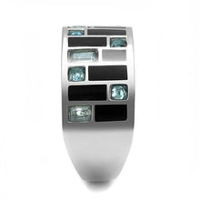 Load image into Gallery viewer, Silver Womens Ring Anillo Para Mujer Stainless Steel Ring with Glass in Sea Blue Pesaro - Jewelry Store by Erik Rayo
