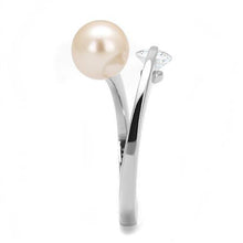 Load image into Gallery viewer, Silver Womens Ring Anillo Para Mujer Stainless Steel Ring with Synthetic Pearl in Light Peach - Jewelry Store by Erik Rayo
