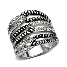 Load image into Gallery viewer, TK3733 High polished Stainless Steel Ring with Top Grade Crystal in Clear - Jewelry Store by Erik Rayo
