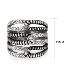 Load image into Gallery viewer, TK3733 High polished Stainless Steel Ring with Top Grade Crystal in Clear - Jewelry Store by Erik Rayo
