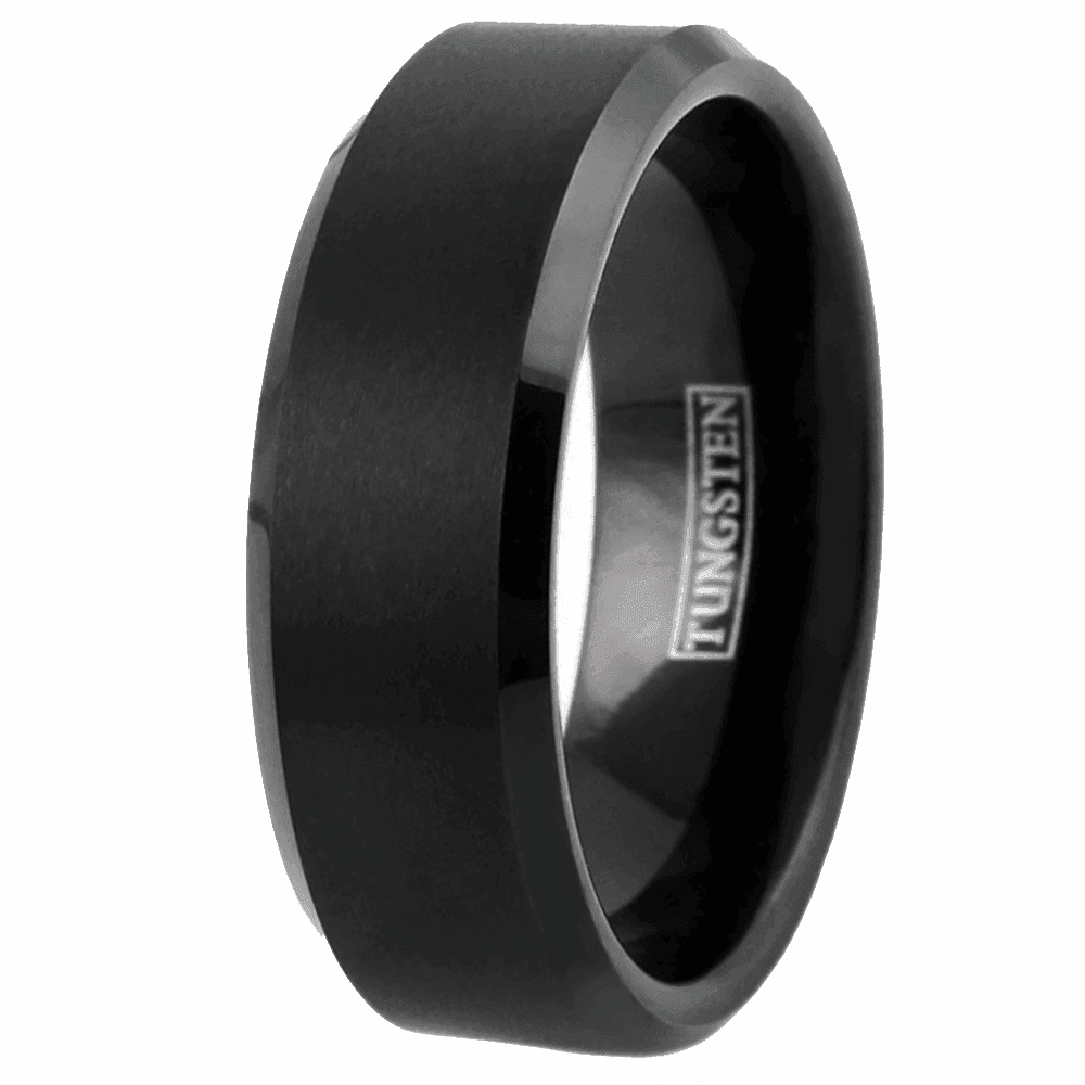 Men's 6mm Black Brushed Comfort Fit Wedding Band Ring for Men and Women