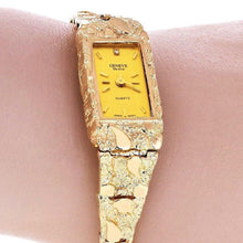 Load image into Gallery viewer, Women&#39;s 14k Yellow Gold Nugget Band Wrist Bracelet Geneve Watch with Diamond 7.5 31 grams - Jewelry Store by Erik Rayo
