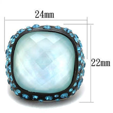 Load image into Gallery viewer, Womens Black Aquamarine Ring Anillo Para Mujer Stainless Steel Ring with Glass in Sea Blue Torcello - Jewelry Store by Erik Rayo
