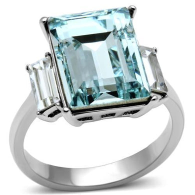 Womens Black Aquamarine Ring Anillo Para Mujer Unisex 316L Stainless Steel Ring Top Grade Crystal in Sea Blue Corato - Jewelry Store by Erik Rayo