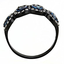 Load image into Gallery viewer, Womens Black Aquamarine Ring Anillo Para Mujer Unisex 316L Stainless Steel Ring with AAA Grade CZ in Sea Blue Kim - Jewelry Store by Erik Rayo
