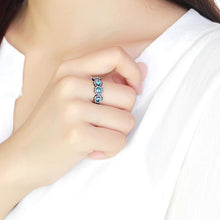 Load image into Gallery viewer, Womens Black Aquamarine Ring Anillo Para Mujer Unisex 316L Stainless Steel Ring with AAA Grade CZ in Sea Blue Kim - Jewelry Store by Erik Rayo
