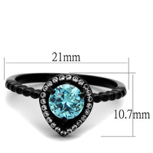 Load image into Gallery viewer, Black Aquamarine Rings for Women Anillo Para Mujer Stainless Steel Ring with AAA Grade CZ in Sea Blue Harriet - Jewelry Store by Erik Rayo
