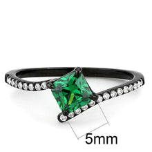 Load image into Gallery viewer, Womens Black Green Ring Petite Anillo Para Mujer 316L Stainless Steel Ring with AAA Grade CZ in Emerald Forza - Jewelry Store by Erik Rayo

