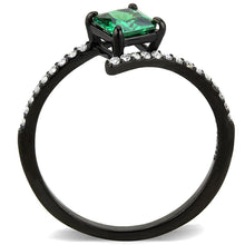 Load image into Gallery viewer, Womens Black Green Ring Petite Anillo Para Mujer 316L Stainless Steel Ring with AAA Grade CZ in Emerald Forza - Jewelry Store by Erik Rayo
