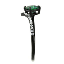 Load image into Gallery viewer, Womens Black Green Ring Petite Anillo Para Mujer 316L Stainless Steel Ring with AAA Grade CZ in Emerald Forza - Jewelry Store by Erik Rayo
