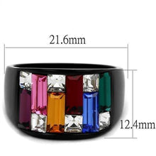 Load image into Gallery viewer, Womens Black Multicolored Ring Anillo Para Mujer Stainless Steel Ring with Top Grade Crystal in Multi Color Liguria - Jewelry Store by Erik Rayo
