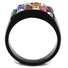 Load image into Gallery viewer, Womens Black Multicolored Ring Anillo Para Mujer Stainless Steel Ring with Top Grade Crystal in Multi Color Liguria - Jewelry Store by Erik Rayo
