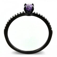 Load image into Gallery viewer, Womens Black Purple Ring Anillo Para Mujer Stainless Steel Ring with AAA Grade CZ in Amethyst Calabria - Jewelry Store by Erik Rayo
