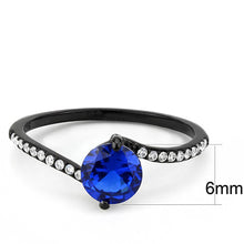 Load image into Gallery viewer, Womens Black Ring Anillo Para Mujer 316L Stainless Steel Ring with Synthetic Spinel in London Blue Vasto - Jewelry Store by Erik Rayo
