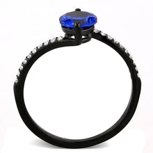 Load image into Gallery viewer, Womens Black Ring Anillo Para Mujer 316L Stainless Steel Ring with Synthetic Spinel in London Blue Vasto - Jewelry Store by Erik Rayo
