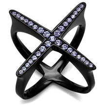 Load image into Gallery viewer, Womens Black Ring Anillo Para Mujer Stainless Steel Ring with Top Grade Crystal in Amethyst Nora - Jewelry Store by Erik Rayo
