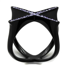 Load image into Gallery viewer, Womens Black Ring Anillo Para Mujer Stainless Steel Ring with Top Grade Crystal in Amethyst Nora - Jewelry Store by Erik Rayo

