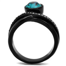 Load image into Gallery viewer, Womens Black Ring Anillo Para Mujer Stainless Steel Ring with Top Grade Crystal in Blue Zircon Catrina - Jewelry Store by Erik Rayo
