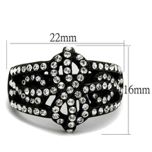 Load image into Gallery viewer, Womens Black Ring Anillo Para Mujer Stainless Steel Ring with Top Grade Crystal in Clear Evelyn - Jewelry Store by Erik Rayo

