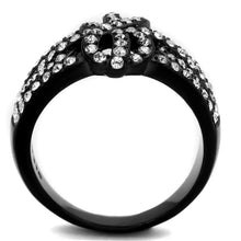 Load image into Gallery viewer, Womens Black Ring Anillo Para Mujer Stainless Steel Ring with Top Grade Crystal in Clear Evelyn - Jewelry Store by Erik Rayo
