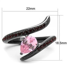 Load image into Gallery viewer, Womens Black Ring Rose Pink Anillo Para Mujer 316L Stainless Steel Ring with AAA Grade CZ in Rose Adriel - Jewelry Store by Erik Rayo
