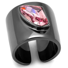 Load image into Gallery viewer, Womens Black Ring Rose Pink Anillo Para Mujer Stainless Steel Ring with Top Grade Crystal in Light Rose Constantine - Jewelry Store by Erik Rayo
