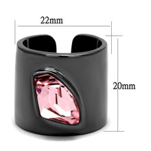 Load image into Gallery viewer, Womens Black Ring Rose Pink Anillo Para Mujer Stainless Steel Ring with Top Grade Crystal in Light Rose Constantine - Jewelry Store by Erik Rayo
