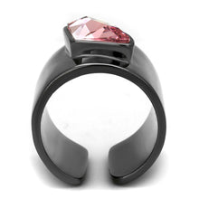 Load image into Gallery viewer, Womens Black Ring Rose Pink Anillo Para Mujer Stainless Steel Ring with Top Grade Crystal in Light Rose Constantine - Jewelry Store by Erik Rayo
