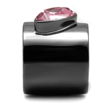 Load image into Gallery viewer, Womens Black Ring Rose Pink Anillo Para Mujer Stainless Steel Ring with Top Grade Crystal in Light Rose Constantine - Jewelry Store by Erik Rayo
