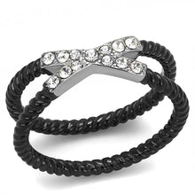 Load image into Gallery viewer, Womens Black Silver Ring Anillo Para Mujer 316L Stainless Steel Ring with Top Grade Crystal in Clear Estelita - Jewelry Store by Erik Rayo
