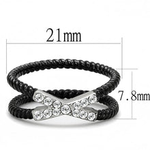 Load image into Gallery viewer, Womens Black Silver Ring Anillo Para Mujer 316L Stainless Steel Ring with Top Grade Crystal in Clear Estelita - Jewelry Store by Erik Rayo
