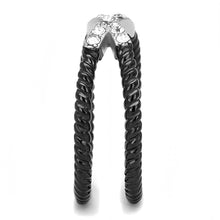 Load image into Gallery viewer, Womens Black Silver Ring Anillo Para Mujer 316L Stainless Steel Ring with Top Grade Crystal in Clear Estelita - Jewelry Store by Erik Rayo
