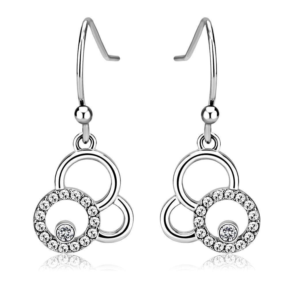 Womens Earrings High Polished Silver (No Plating) Stainless Steel with AAA Grade CZ - Jewelry Store by Erik Rayo