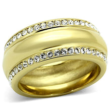 Load image into Gallery viewer, Womens Gold Ring 316L Stainless Steel Anillo Color Oro Para Mujer Ninas Acero Inoxidable with Top Grade Crystal in Clear Mary - Jewelry Store by Erik Rayo
