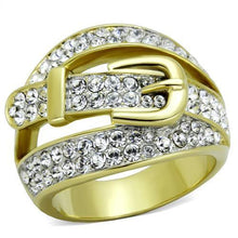 Load image into Gallery viewer, Gold Rings for Womens Two-Tone IP Gold (Ion Plating) Stainless Steel Ring with Top Grade Crystal in Clear TK1906 - Jewelry Store by Erik Rayo
